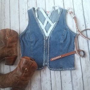 Vintage western bling denim vest